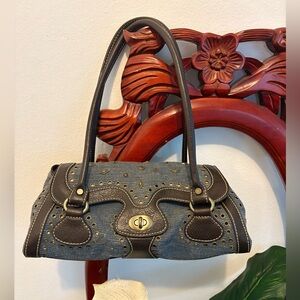 Luana Whimsigoth Vintage Denim Embellished Grommet Shoulder Bag Purse  Read